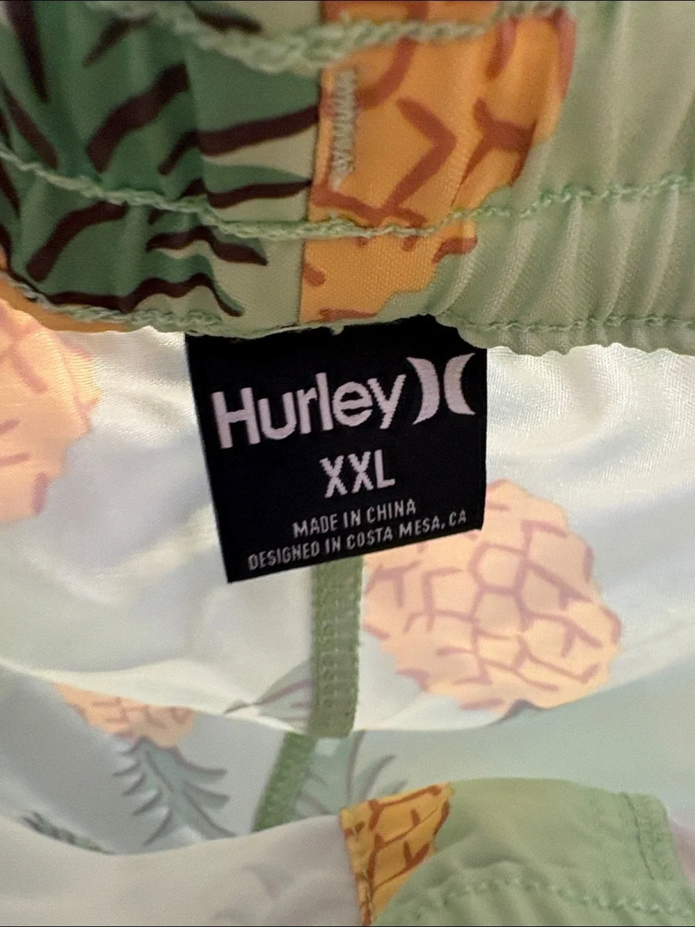 Hurley Pineapple Print Lime Green & Yellow Men's Swim Trunks